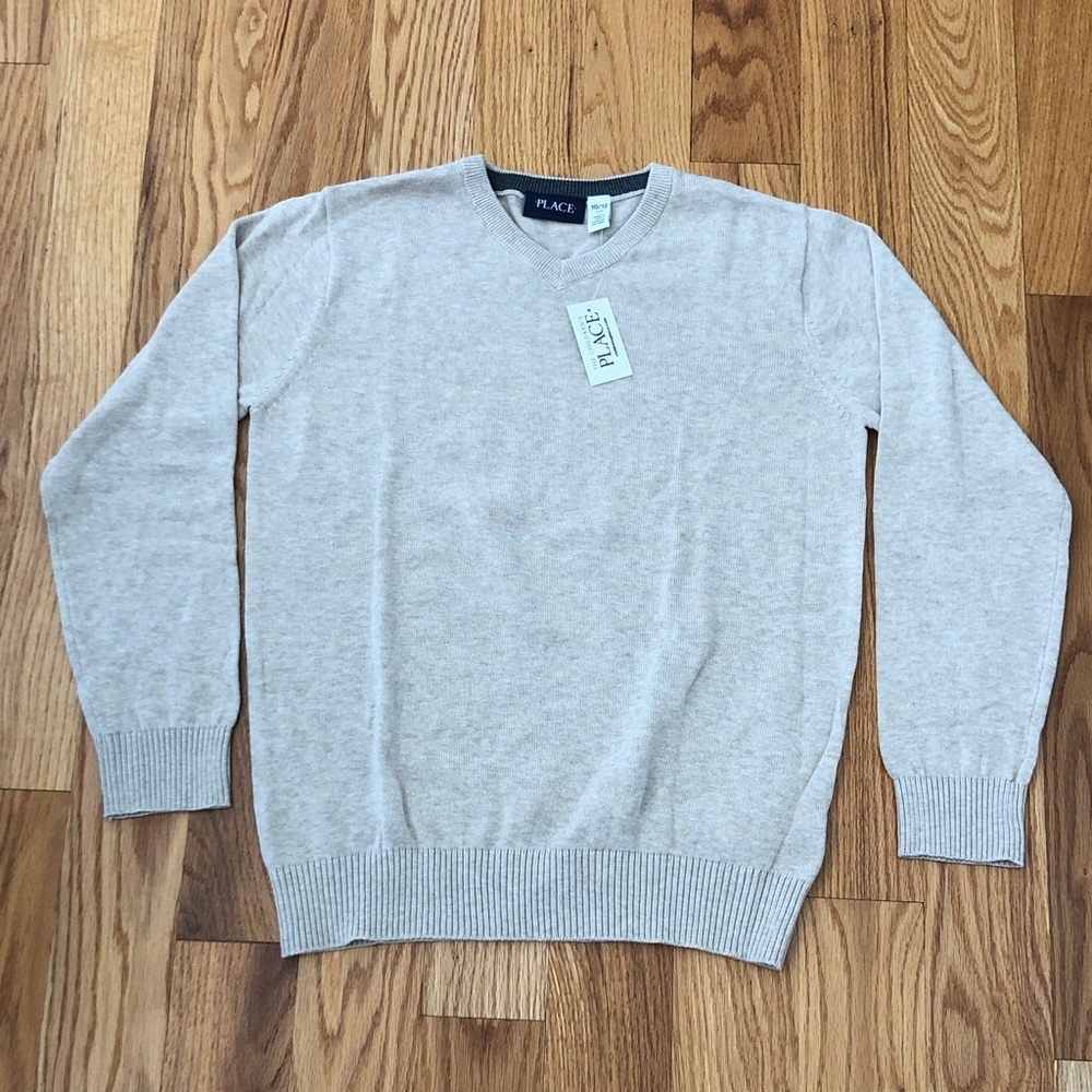 NWT The Children’s Place Boys Tan V-Neck Sweater Size Large (10/12)